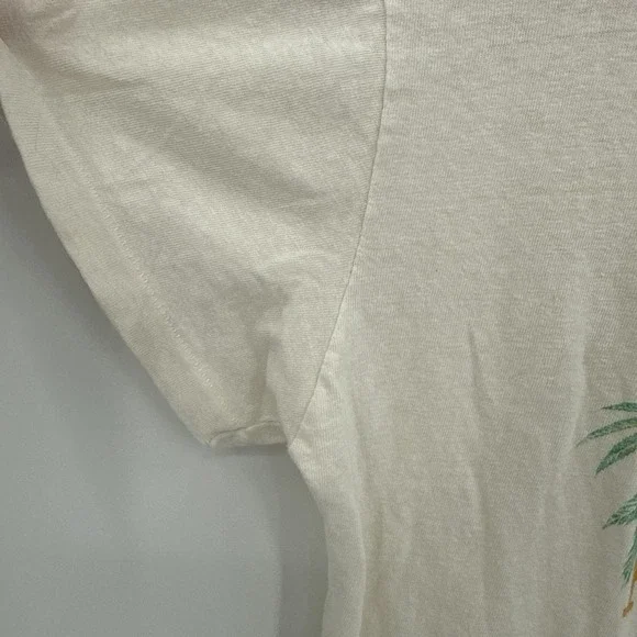 Re/Done Womens Cream "This Buds For You" Cotton T-Shirt Size Small Retro Logo - Picture 3 of 10